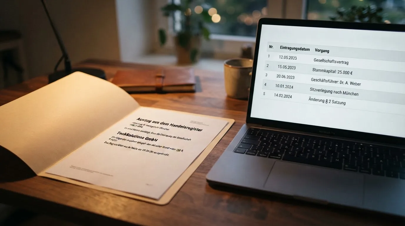 Nahaufnahme eines Aktenordners mit Paragraphenzeichen neben einem Computerbildschirm mit einer Behördenseite.